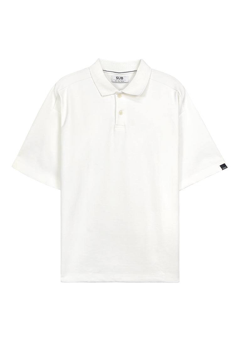 Men Short-Sleeve Oversized Polo Tee - White - 410073