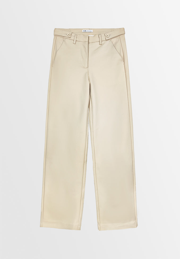 Women Wide Leg Long Pants - Khaki - 310218