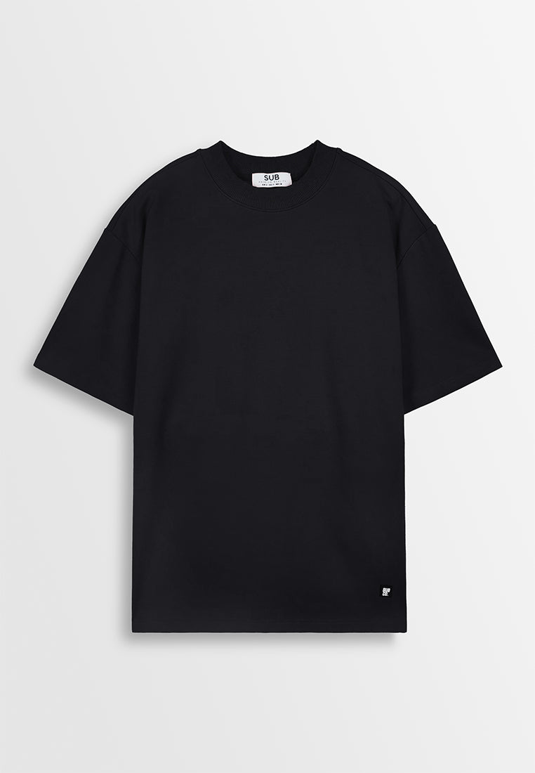 Men Oversized T-Shirt Short Sleeve - Black - 410195