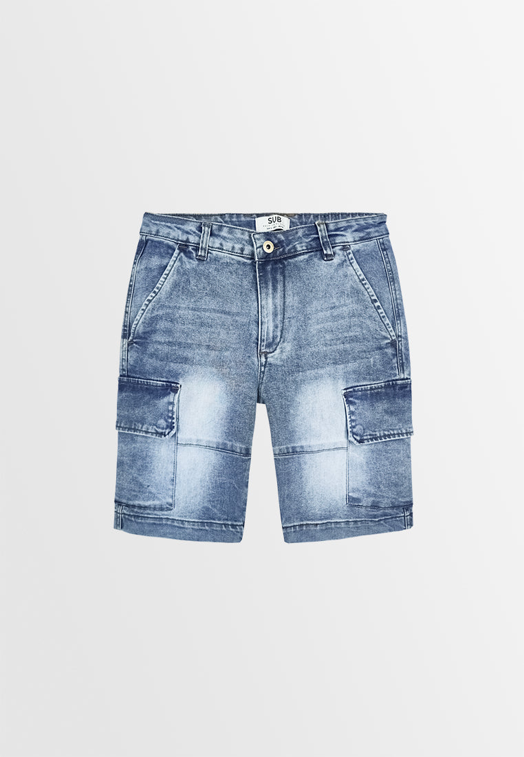 Men Short Cargo Jeans - Light Blue - 410065