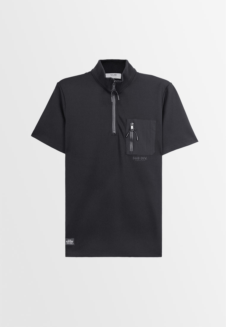 Men Short-Sleeve Polo Tee - Black - 410048