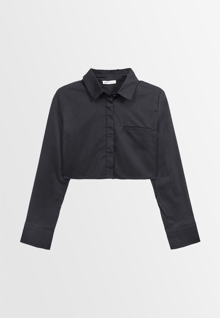 Women Long-Sleeve Shirt - Black - M3W799