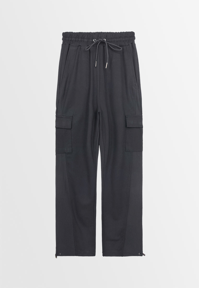 Women Long Cargo Pants - Black - 410017