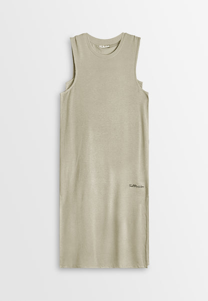 Women Sleeveless Maxi Dress - Khaki - 410257