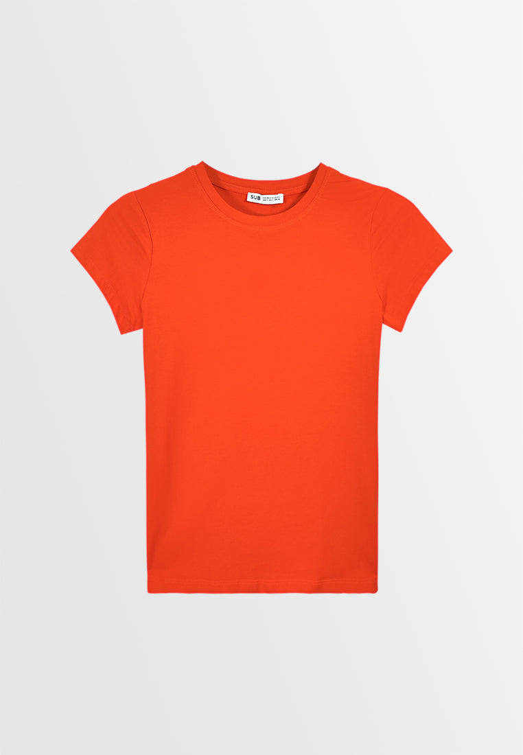 Women Short-Sleeve Basic Tee - Orange - M3W692