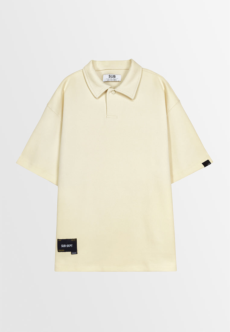 Men Short-Sleeve Oversized Polo Tee - Light Beige - 310114