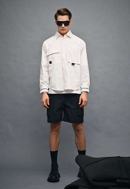 Men Oversized Long-Sleeve Shirt - White - 410333