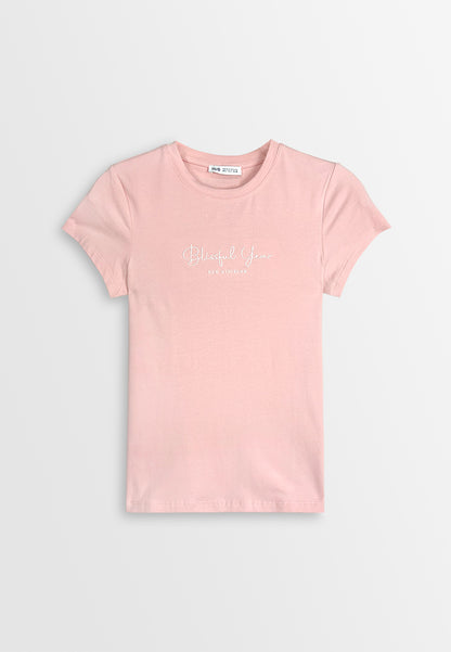 Women Short-Sleeve Graphic Tee - Light Pink - 410400