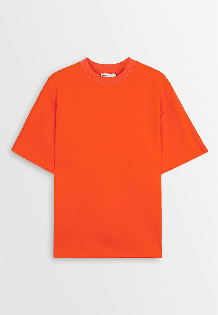 Men Oversized T-Shirt Short Sleeve - Orange - 410366