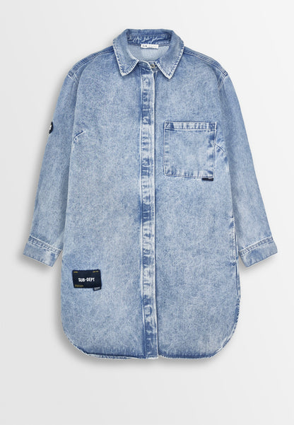 Women Oversized Denim Dress - Blue - 310135