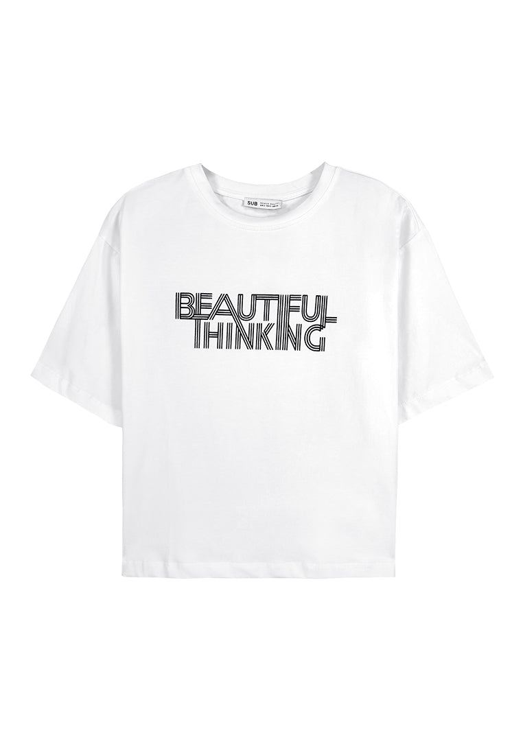 Women Short-Sleeve Fashion Tee - White - F3W865