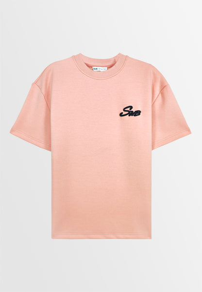 Men Oversized T-Shirt Short Sleeve - Pink - 410040