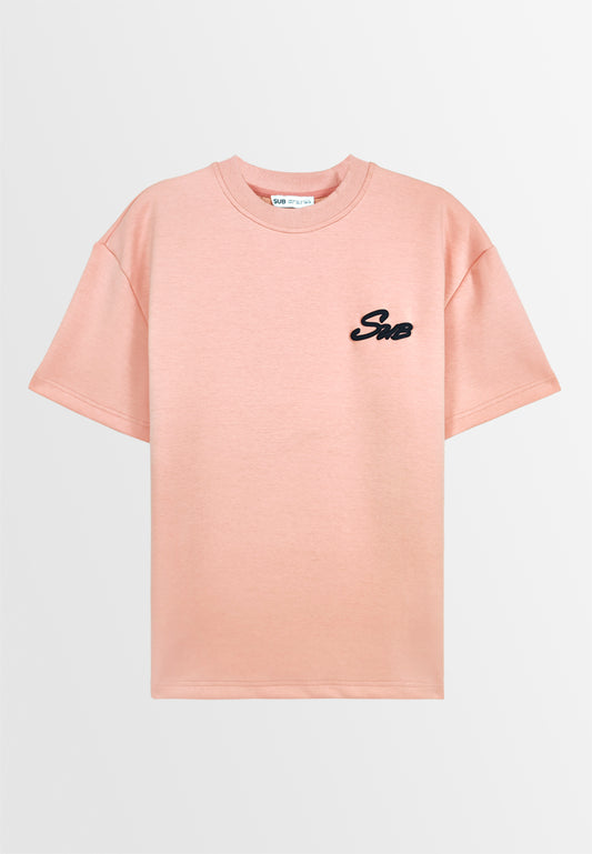 Men Oversized T-Shirt Short Sleeve - Pink - 410040