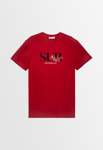 Men Short-Sleeve Graphic Tee - Red - 410024