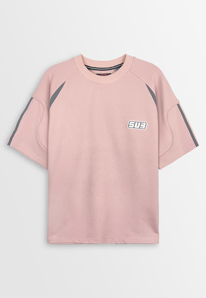 Men Oversized T-Shirt Short Sleeve - Pink - 410438