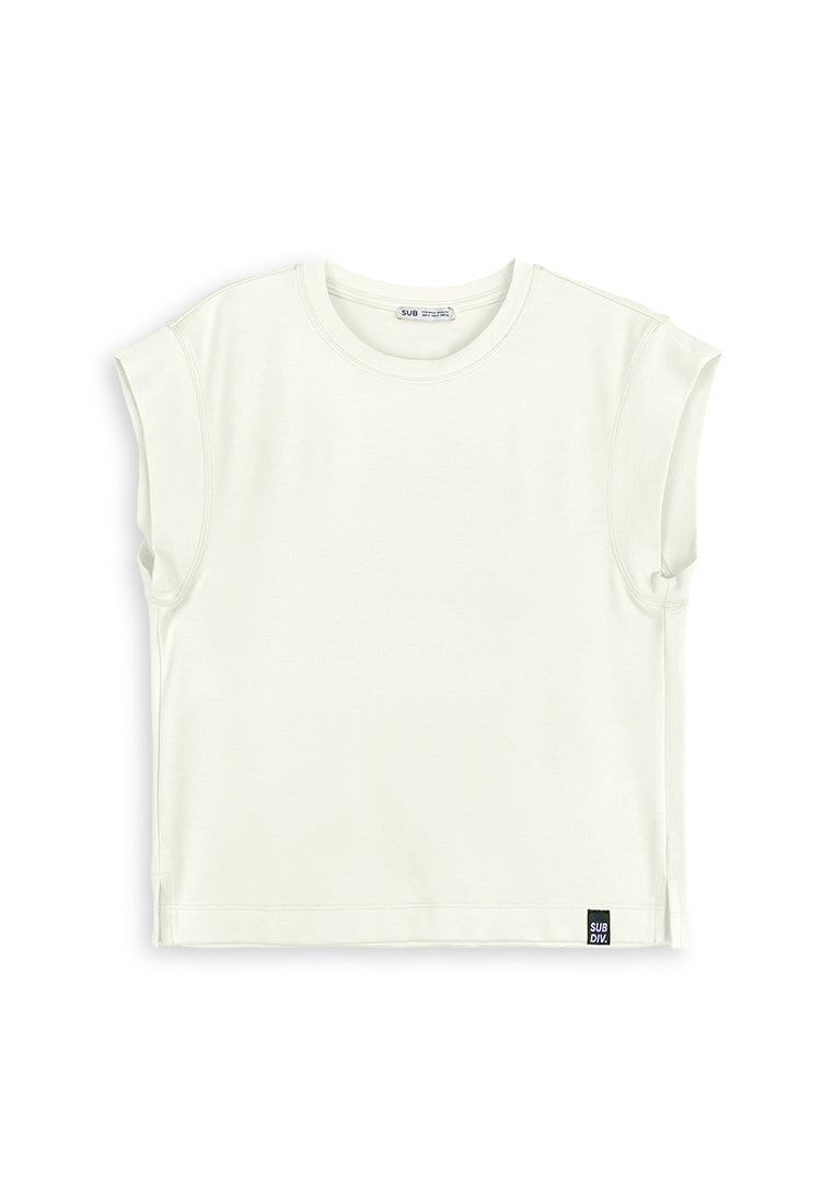 Women Sleeveless Fashion Tee - White - 410336