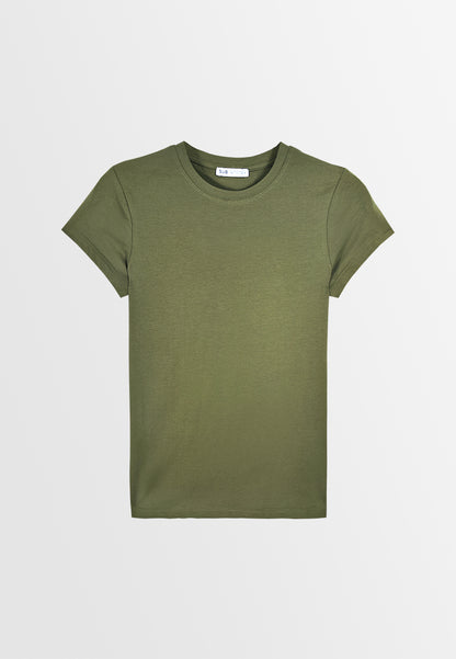 Women Short-Sleeve Basic Tee - Army Green - M3W691