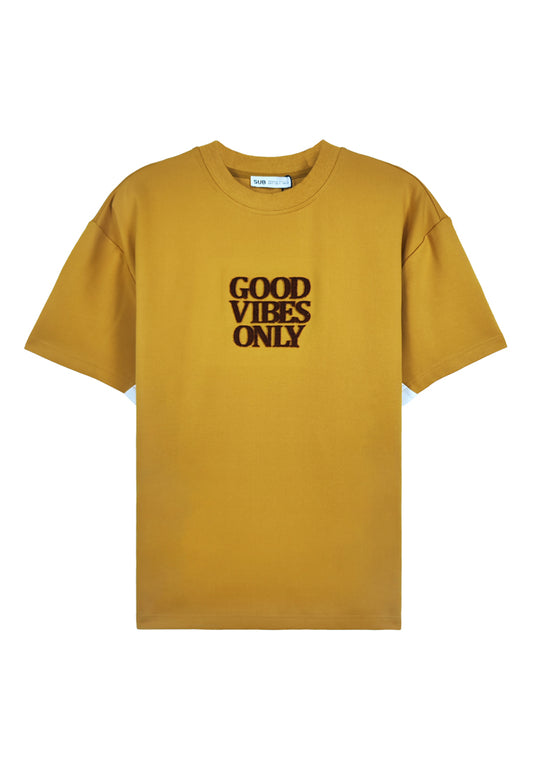 Men Oversized T-Shirt Short Sleeve - Dark Yellow - 410038