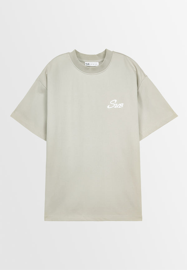 Men Oversized T-Shirt Short Sleeve - Khaki - 410248