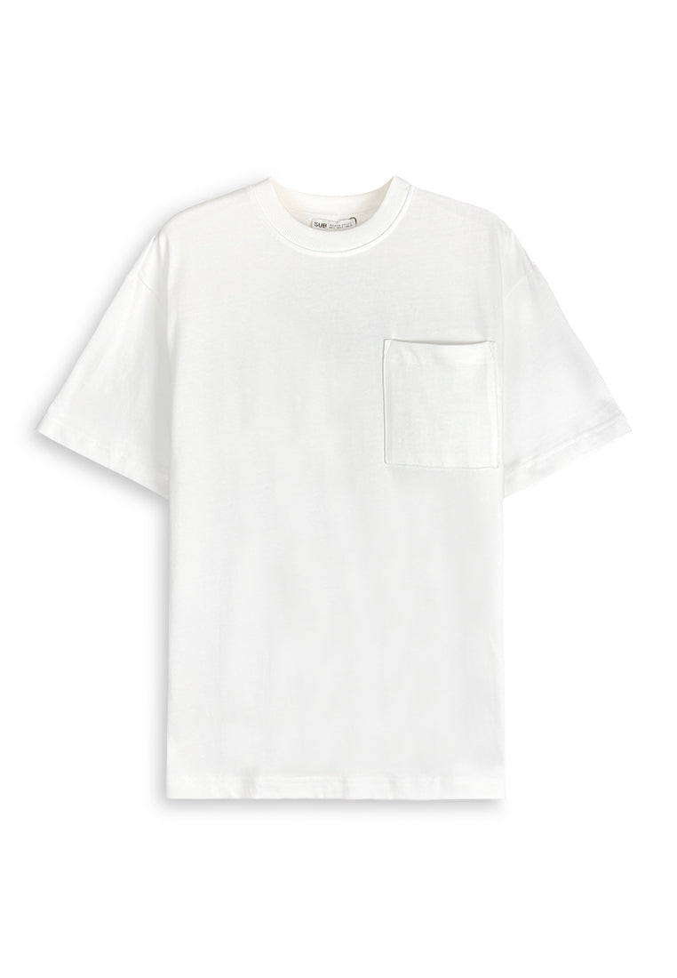 Men Oversized T-Shirt Short Sleeve - White - 410361