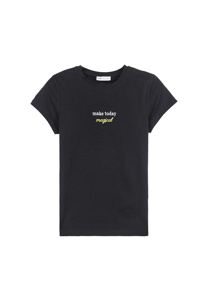 Women Short-Sleeve Graphic Tee - Black - F3W860