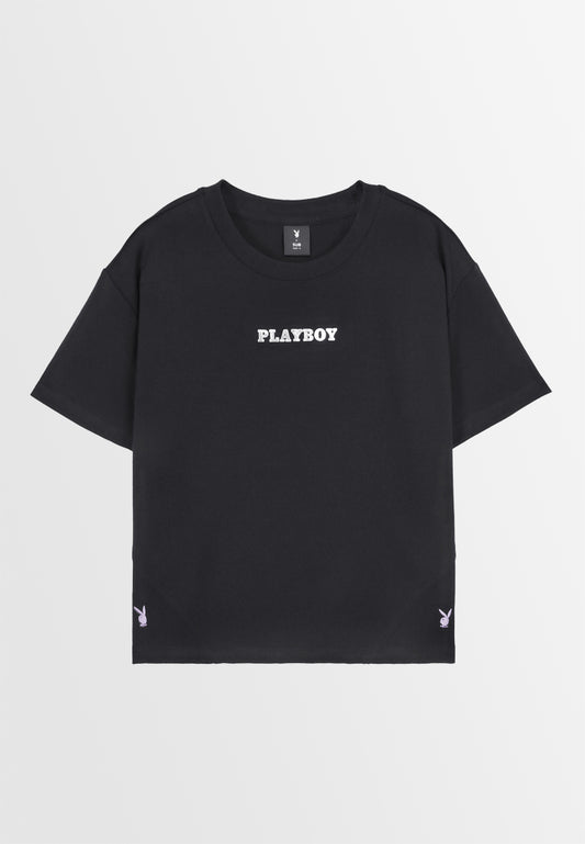 Playboy x SUB  Women Short-Sleeve Fashion Tee - Black - 410101