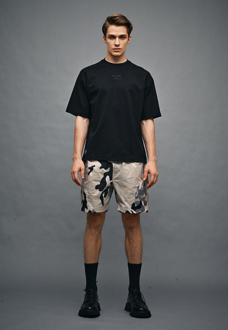 Men Oversized T-Shirt Short Sleeve - Black - 410328