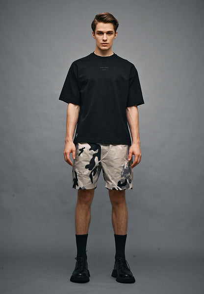 Men Oversized T-Shirt Short Sleeve - Black - 410328