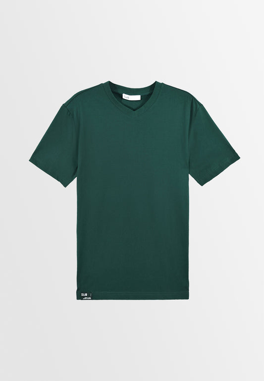 Men Short-Sleeve V-Neck Basic Tee - Dark Green - 310025