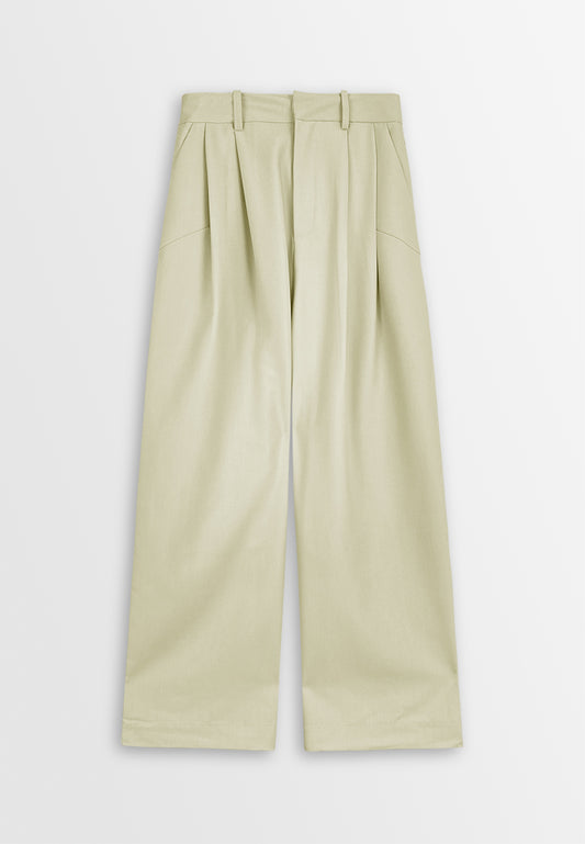 Women Straight Cut Long Pants - Khaki - 410133