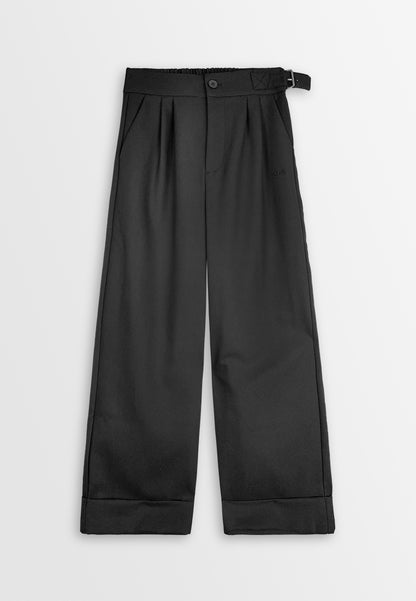 Women Straight Cut Long Pants - Black - 410279