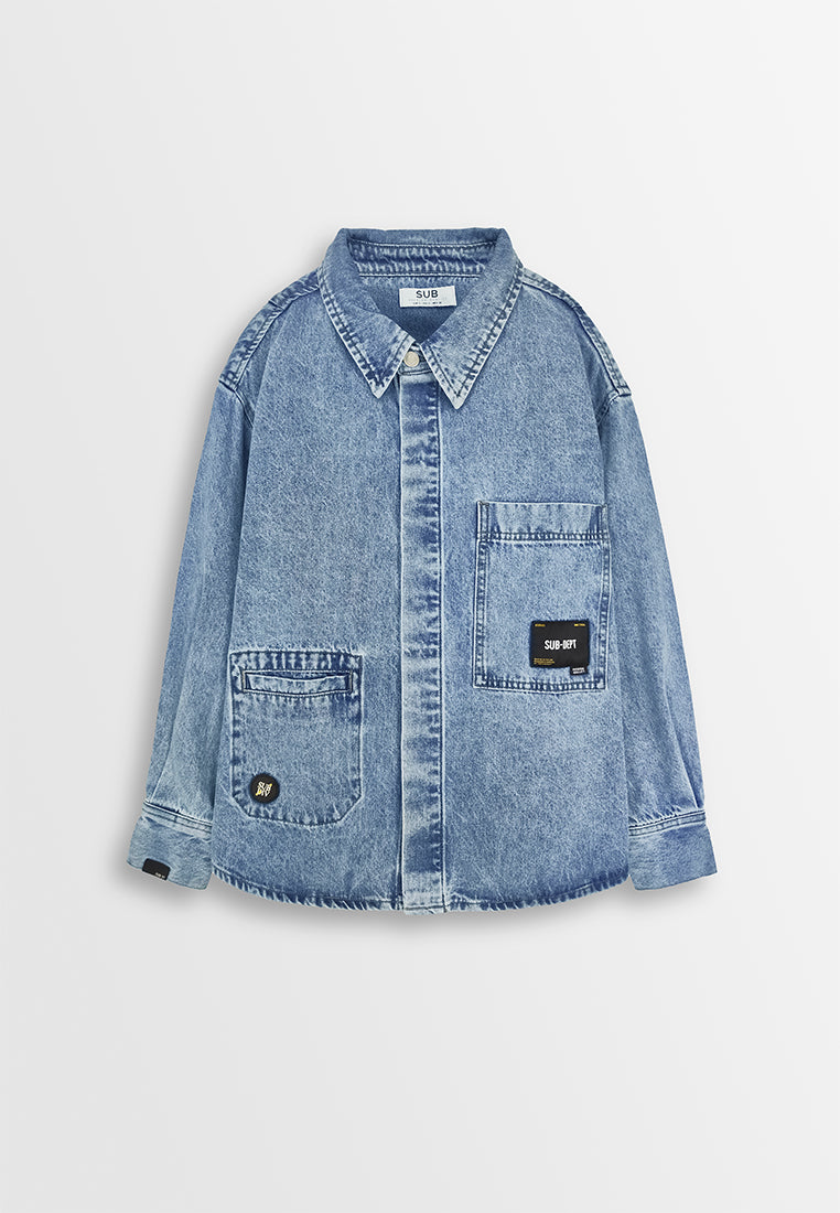 Men Oversized Denim Jacket - Blue - 310126