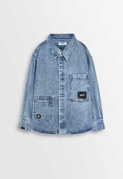 Men Oversized Denim Jacket - Blue - 310126