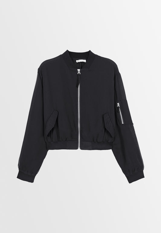 Women Bomber Jacket - Black - 410091