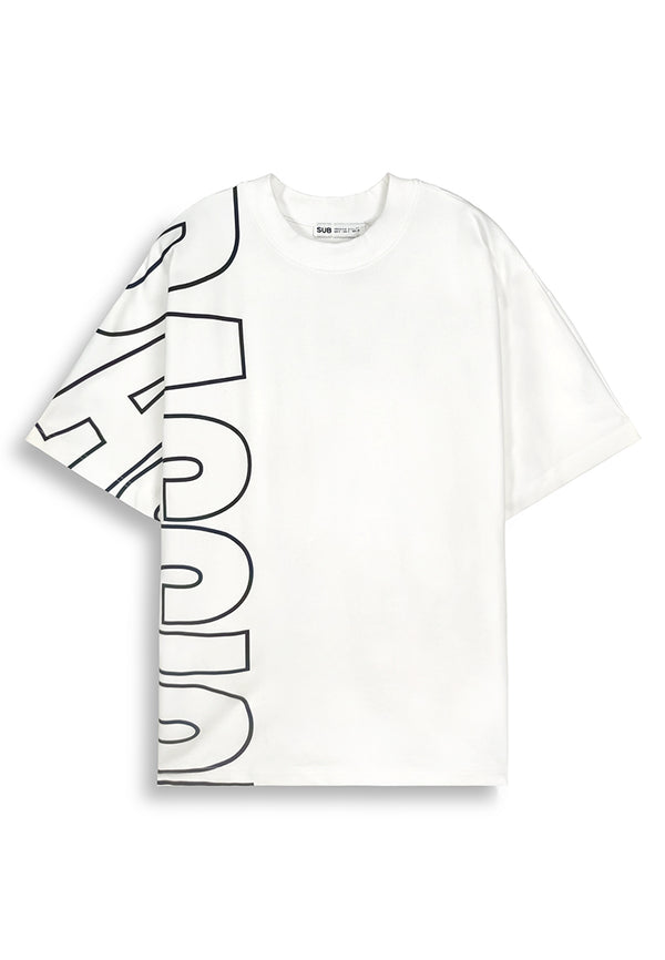 Men Oversized T-Shirt Short Sleeve - White - 410193