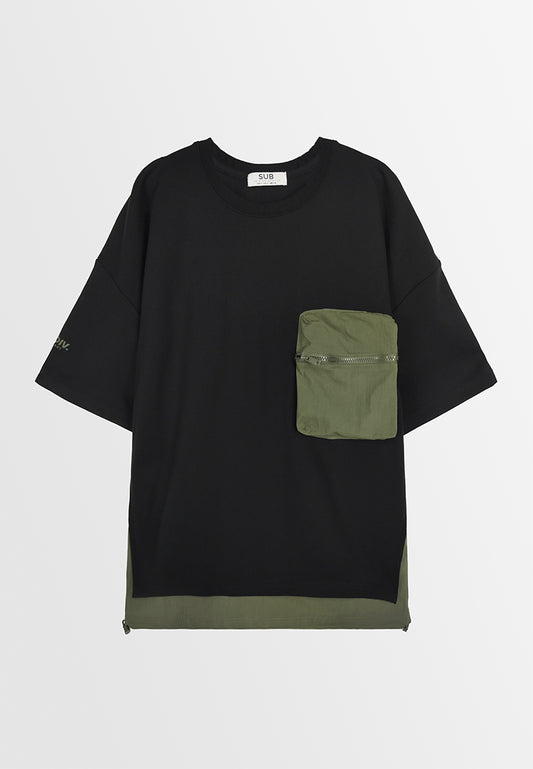 Men Oversized T-Shirt Short Sleeve - Black - 310165