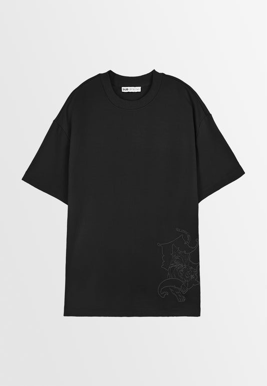 Men Oversized T-Shirt Short Sleeve - Black - 410144