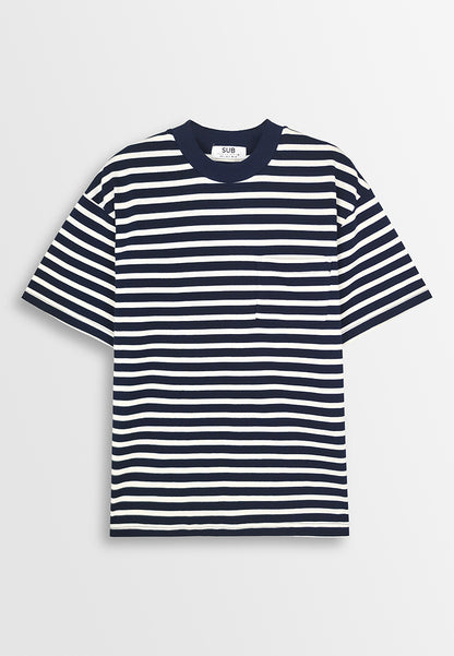 Men Oversized T-Shirt Short Sleeve - Navy - 410131