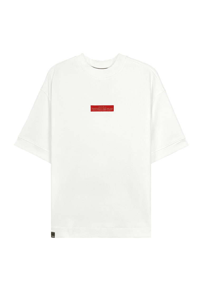 Men Oversized T-Shirt Short Sleeve - White - 410067