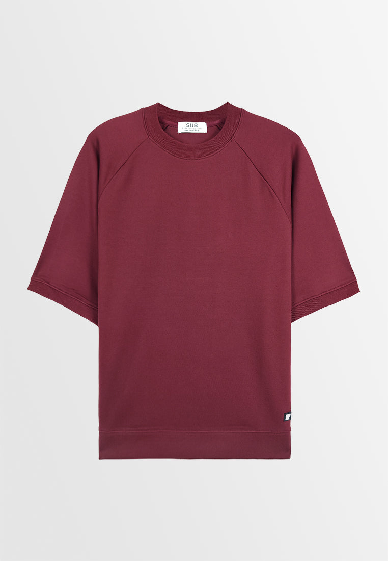 Men Oversized T-Shirt Short Sleeve - Maroon - 310200