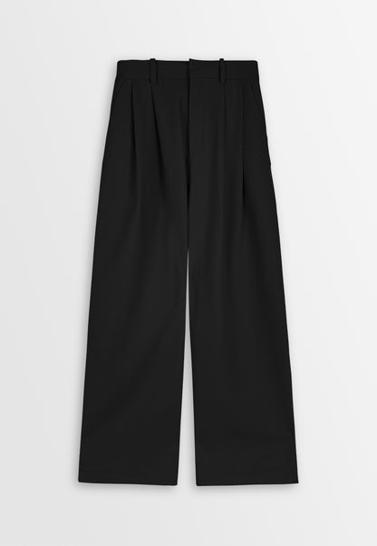 Women Straight Cut Long Pants - Black - 410132