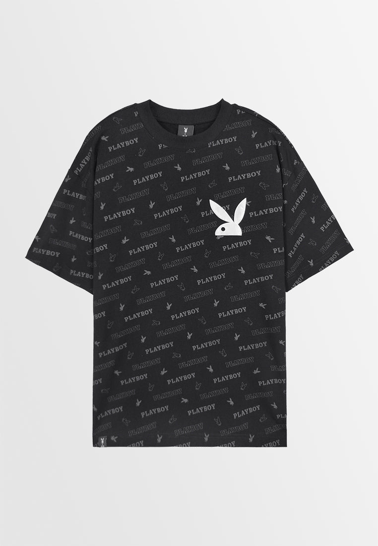 Playboy x SUB Men Oversized Short-Sleeve Fashion Tee - Black - 410165