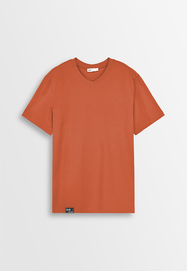 Men Short-Sleeve V-Neck Basic Tee - Orange - 410188