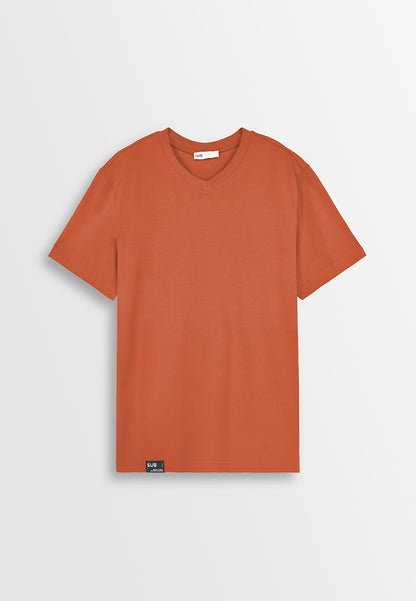 Men Short-Sleeve V-Neck Basic Tee - Orange - 410188