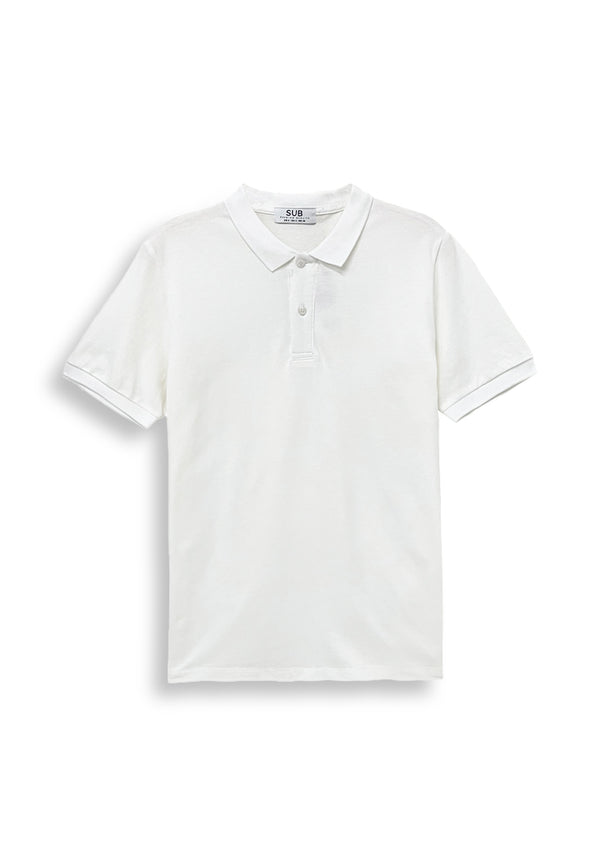 Men Short-Sleeve Polo Tee - White - S3M712