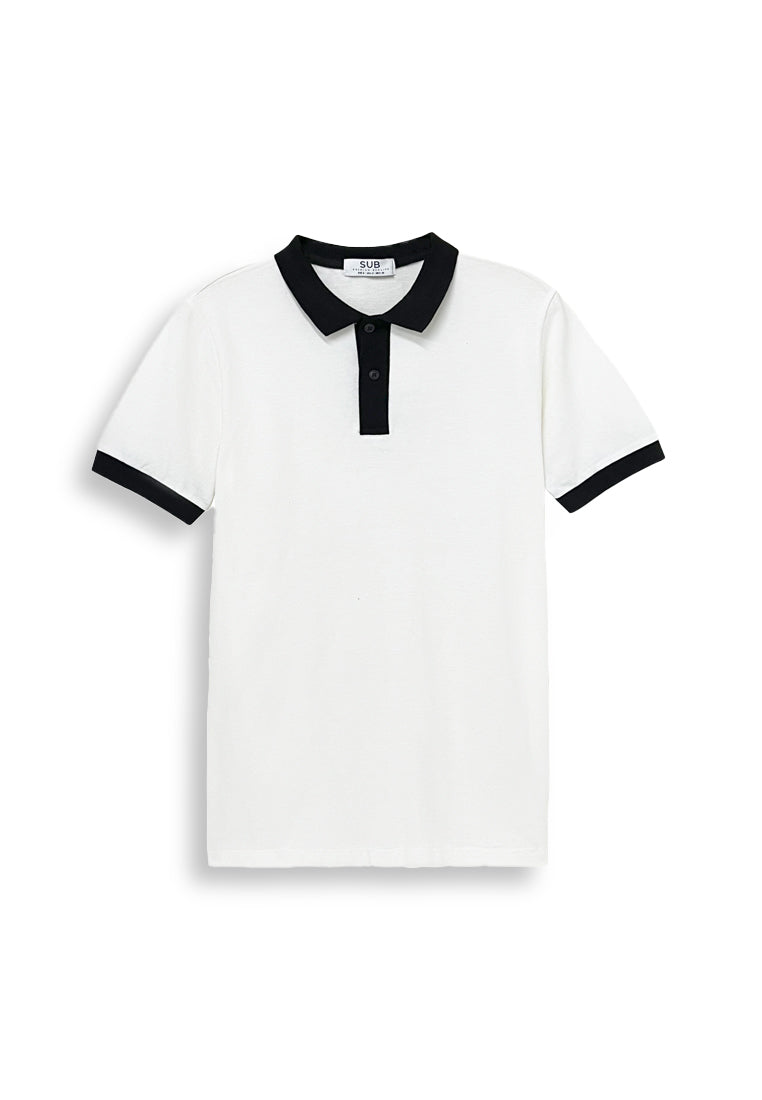 Men Short-Sleeve Polo Tee - White - S3M714