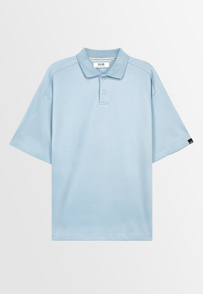 Men Short-Sleeve Oversized Polo Tee - Blue - 410072