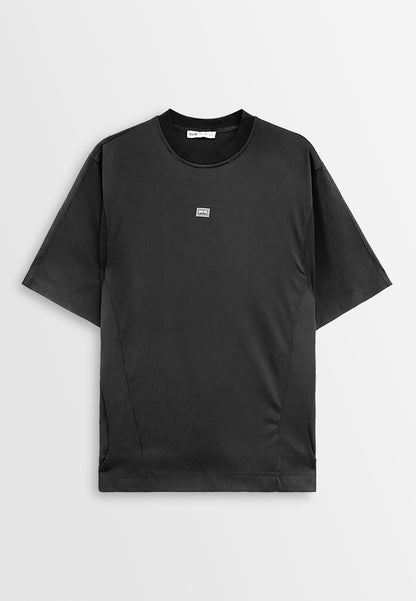 Men Oversized T-Shirt Short Sleeve - Black - 410291