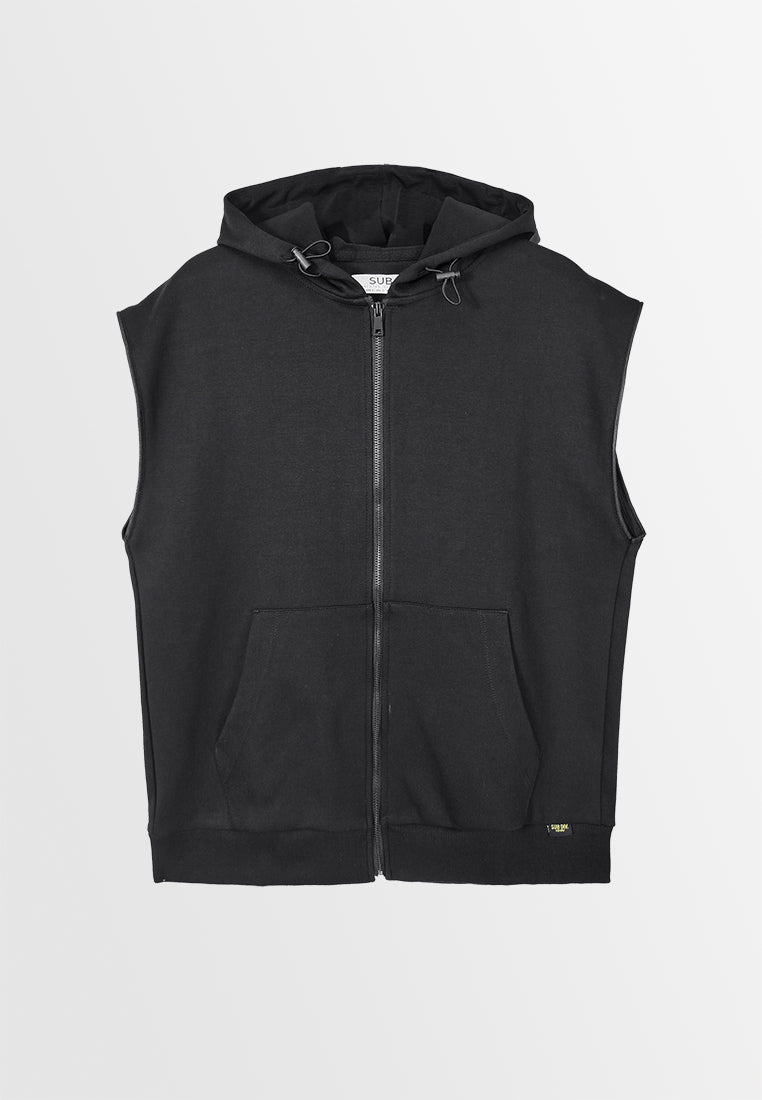 Men Sleeveless Sweatshirt Hoodies - Black - 310022