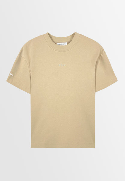 Men Oversized T-Shirt Short Sleeve - Khaki - 310191